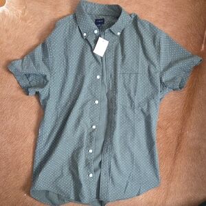J. Crew Olive Dot Button Down Shirt